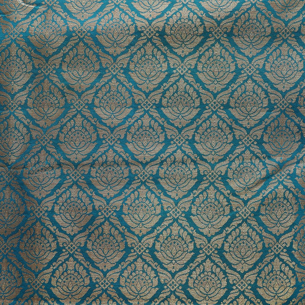 Semi Banarasi Saree with Contrast Border - Red Blue