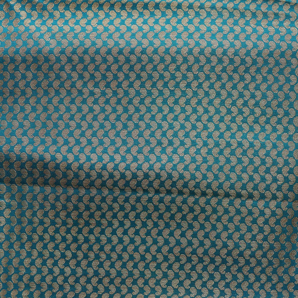 Semi Banarasi Saree with Contrast Border - Red Blue