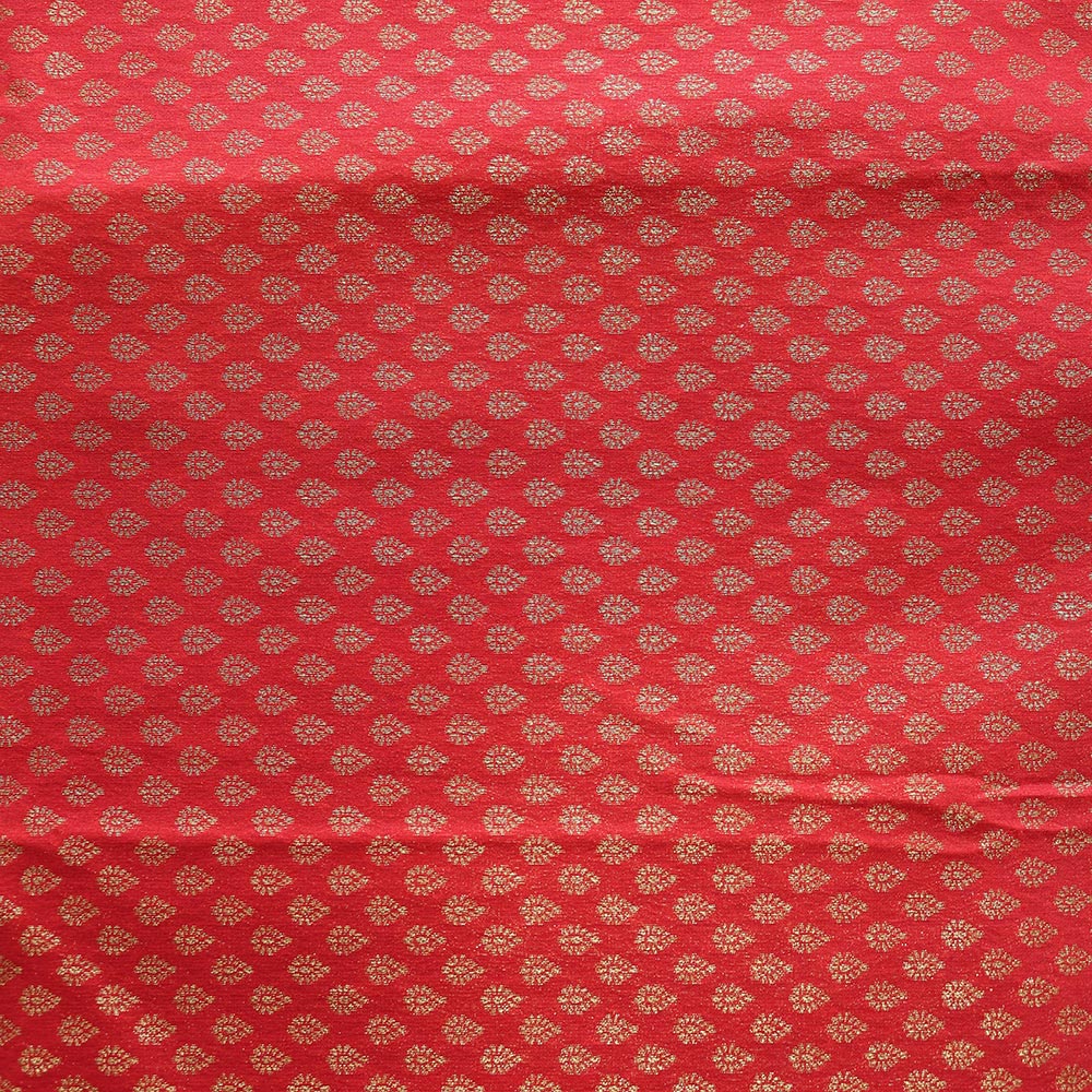 Semi Banarasi Saree with Contrast Border - Red Blue