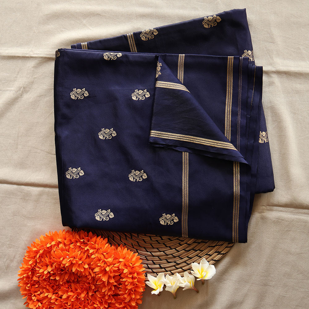 Gajji Silk Saree - Navy Blue