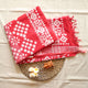 Batik Hand Block Print Cotton Saree - Red