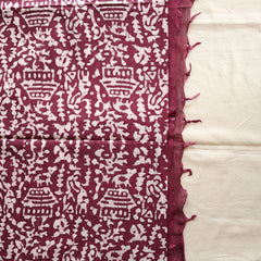 Batik Hand Block Print Cotton Saree - Maroon