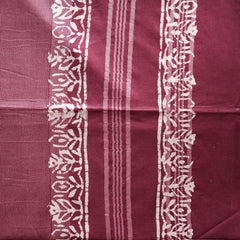 Batik Hand Block Print Cotton Saree - Maroon
