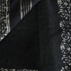 Batik Hand Block Print Cotton Saree - Black