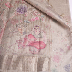 Pastel Pink Tissue Silk Saree