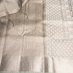 Pastel Gray Tissue Silk Saree