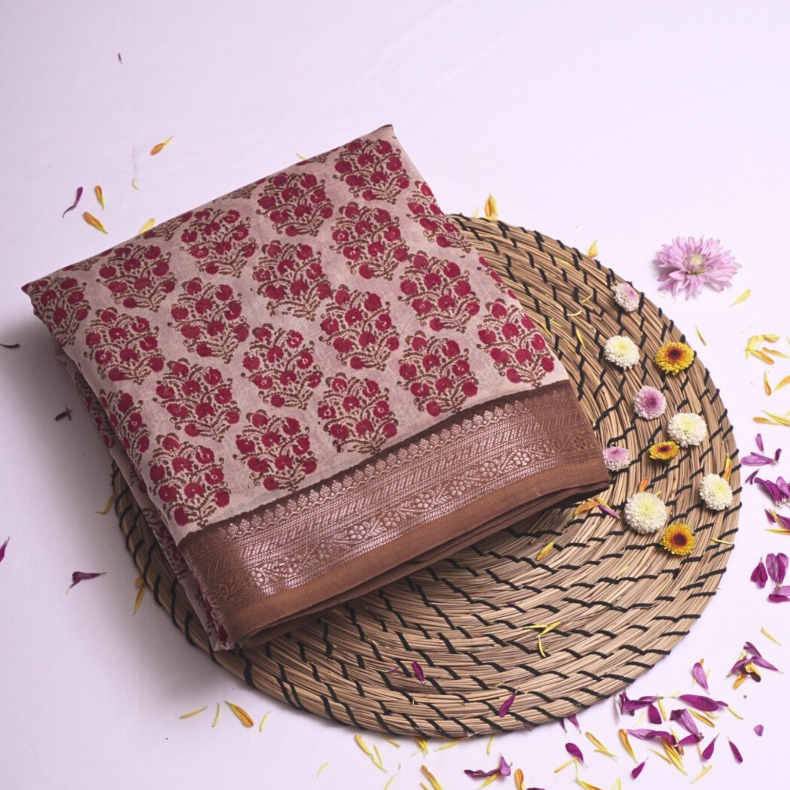 Dusty Pink Chanderi Silk Saree