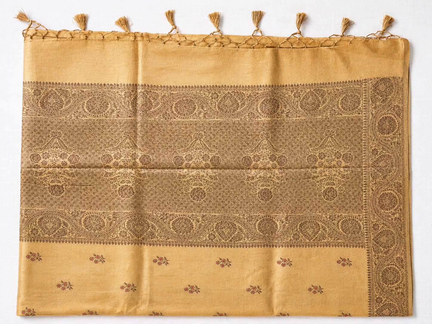 Golden Beige semi Banarasi Saree with Antique Gold Zari Weaving