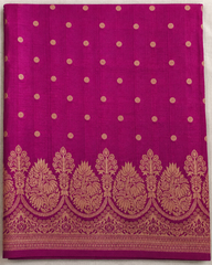 Magenate purple Semi Banarasi Saree With Antique Gold Floral Zari Weaving