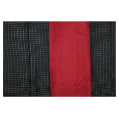 Black Checks with Yellow Border Semi Mysore Silk Saree
