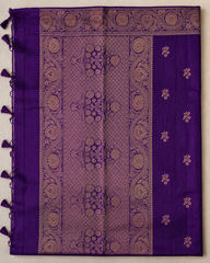 Royal violet Semi Banarasi With Heritage Gold Zari Border
