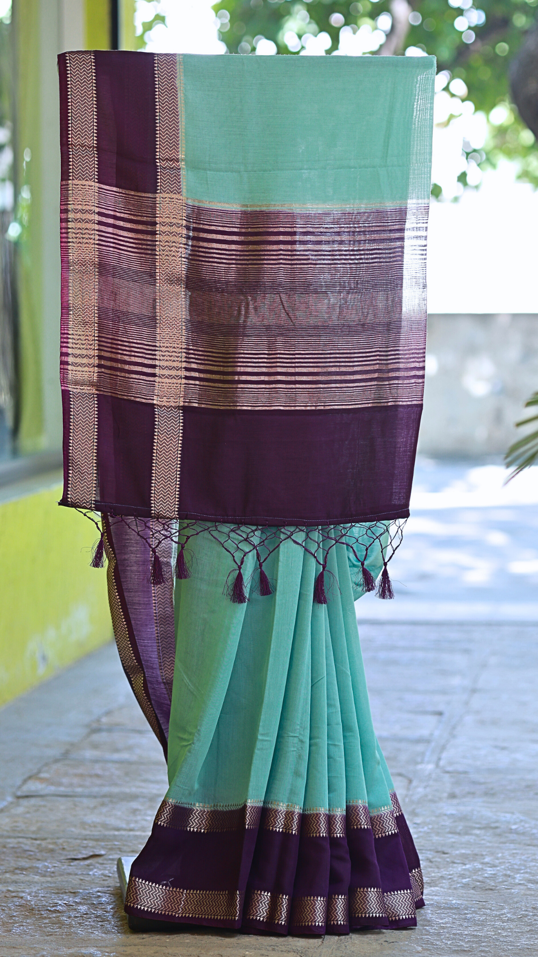 Teal Spun Silk Saree
