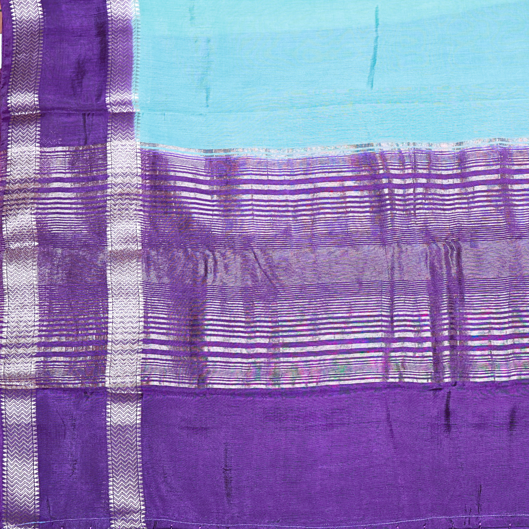 Teal Spun Silk Saree