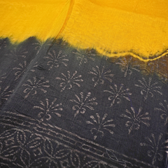 Yellow & Black Chanderi Silk Saree