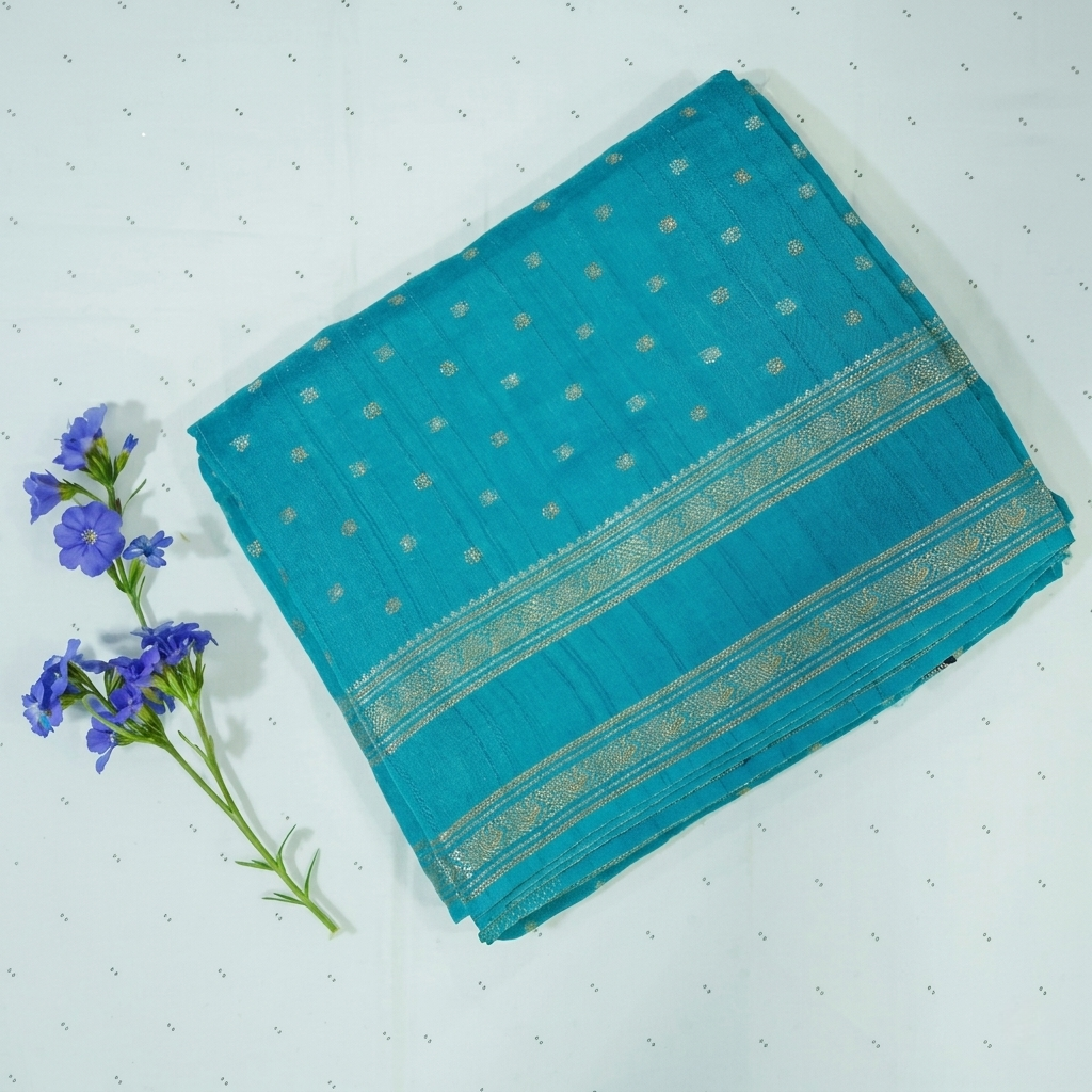 Blue Semi Mysore Silk Saree