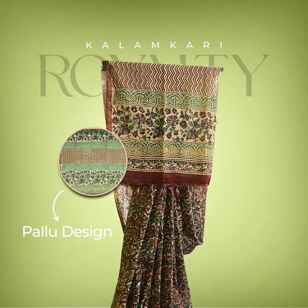 Deep Red Kalamkari Cotton Saree