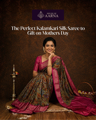 Olive Green Floral Pen Kalamkari Silk Saree with Rani Pink Border
