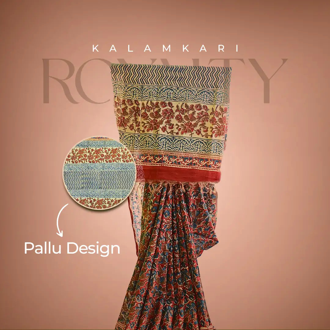 Red Kalamkari Cotton Saree