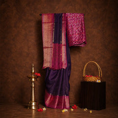 Royal Purple & Rani Pink Semi Mysore Silk Saree