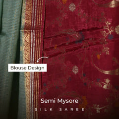 Mint Green with Maroon Border Semi Mysore Silk Saree