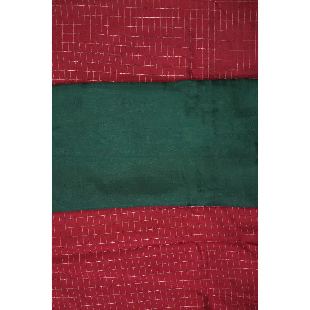 Red Checks Semi Mysore Silk Saree