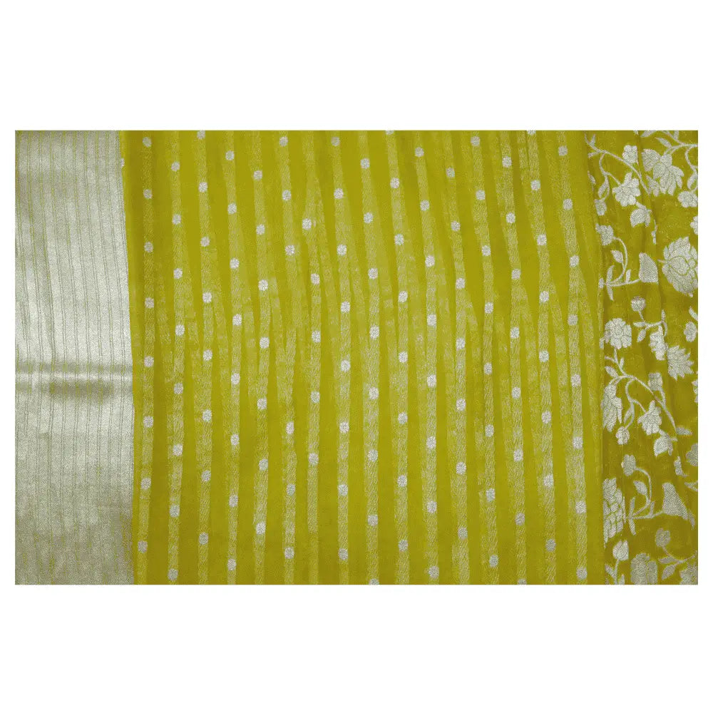 Yellow Semi Banarasi Georgette Silk Saree