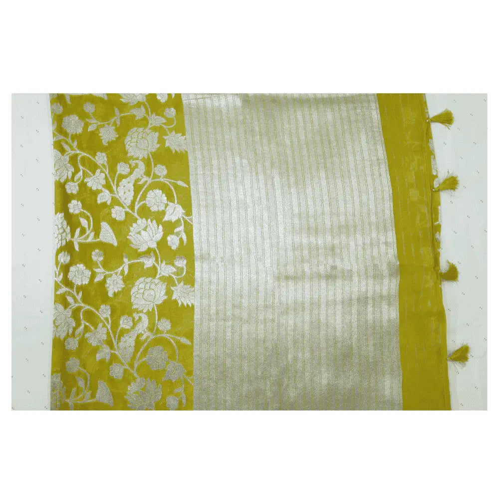 Yellow Semi Banarasi Georgette Silk Saree