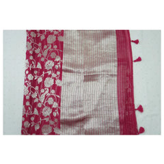 Dark Pink Semi Banarasi Georgette Silk Saree