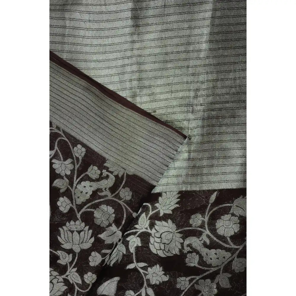 Coffee Brown Semi Banarasi Georgette Silk Saree
