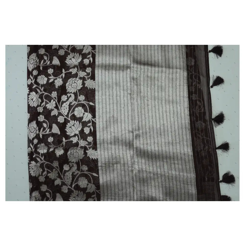 Coffee Brown Semi Banarasi Georgette Silk Saree