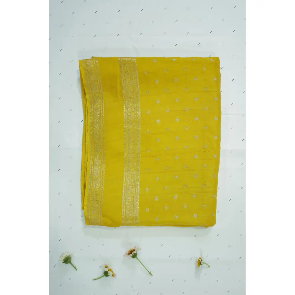 Yellow Semi Mysore Silk Saree
