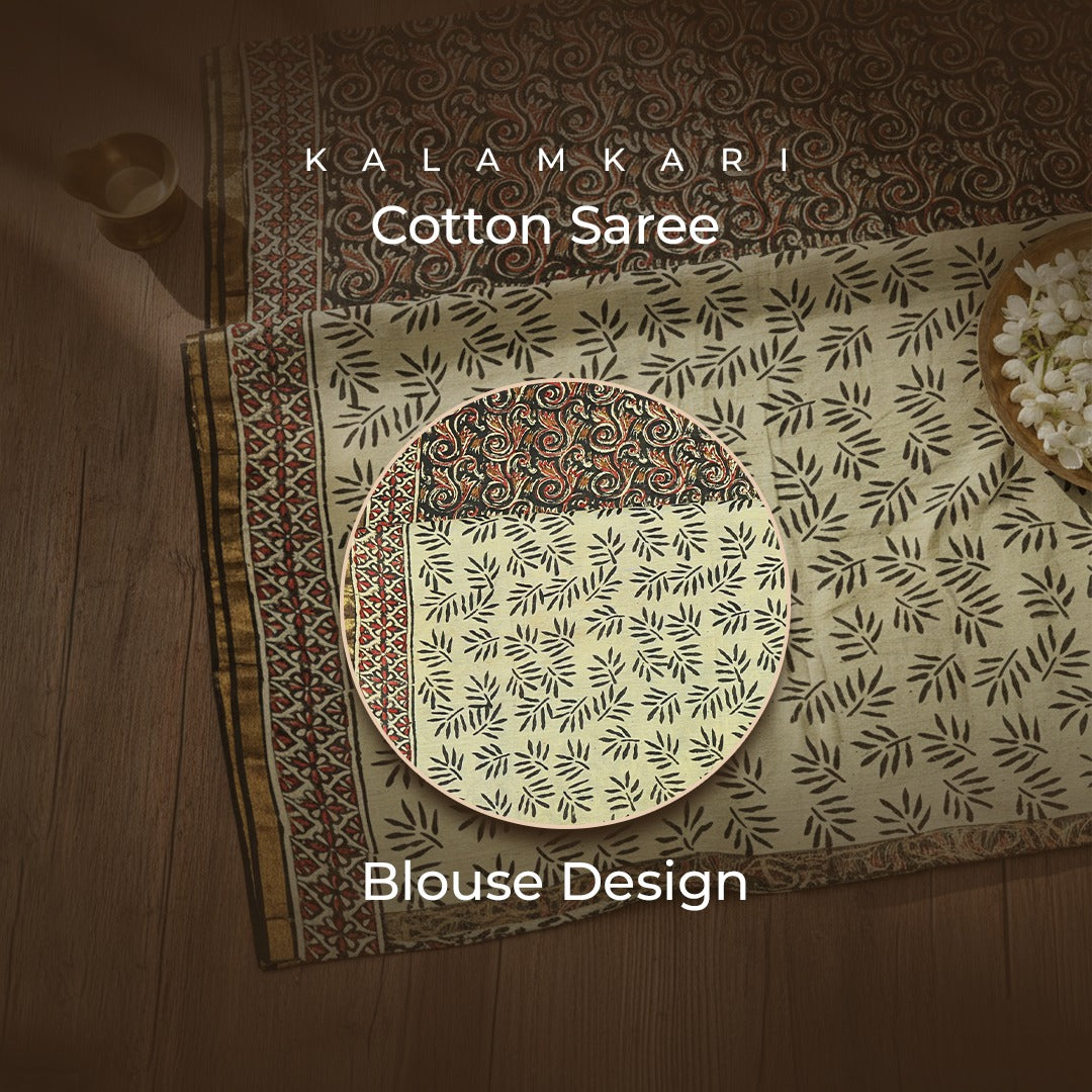 Maroon Kalamkari Cotton Saree