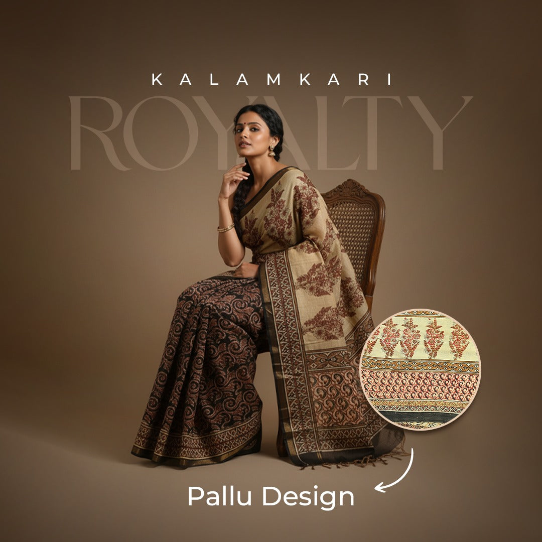 Maroon Kalamkari Cotton Saree